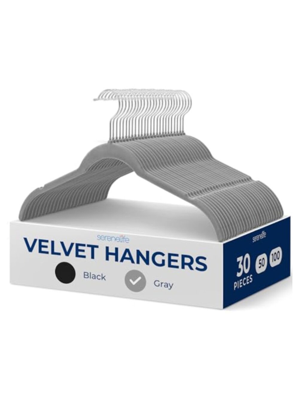 30-Piece Non-Slip Velvet Shirt Hangers 360° Swivel Hooks Space Saving